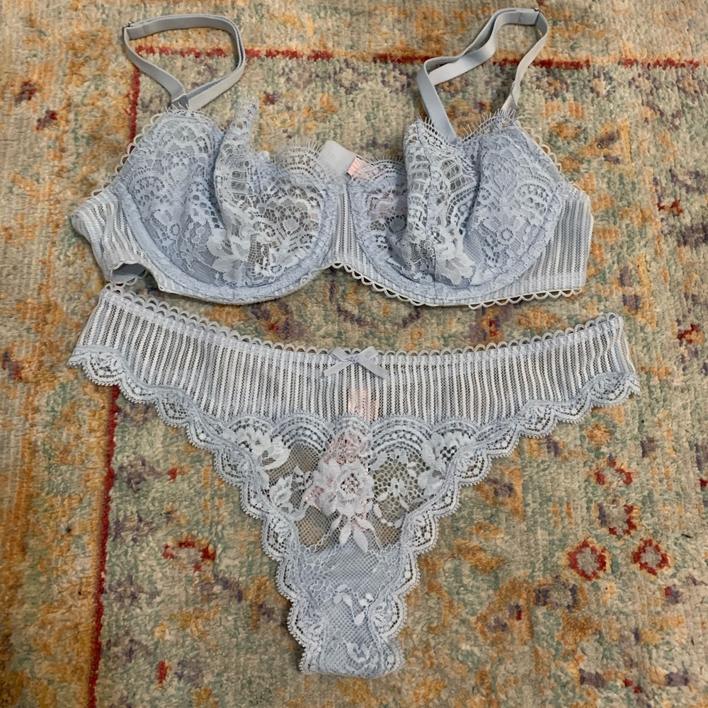 Victoria’s Secret baby blue lace lingerie set